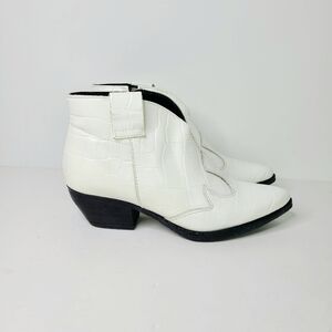 Gabriella Croc-Embossed White Genuine Leather Western Boots